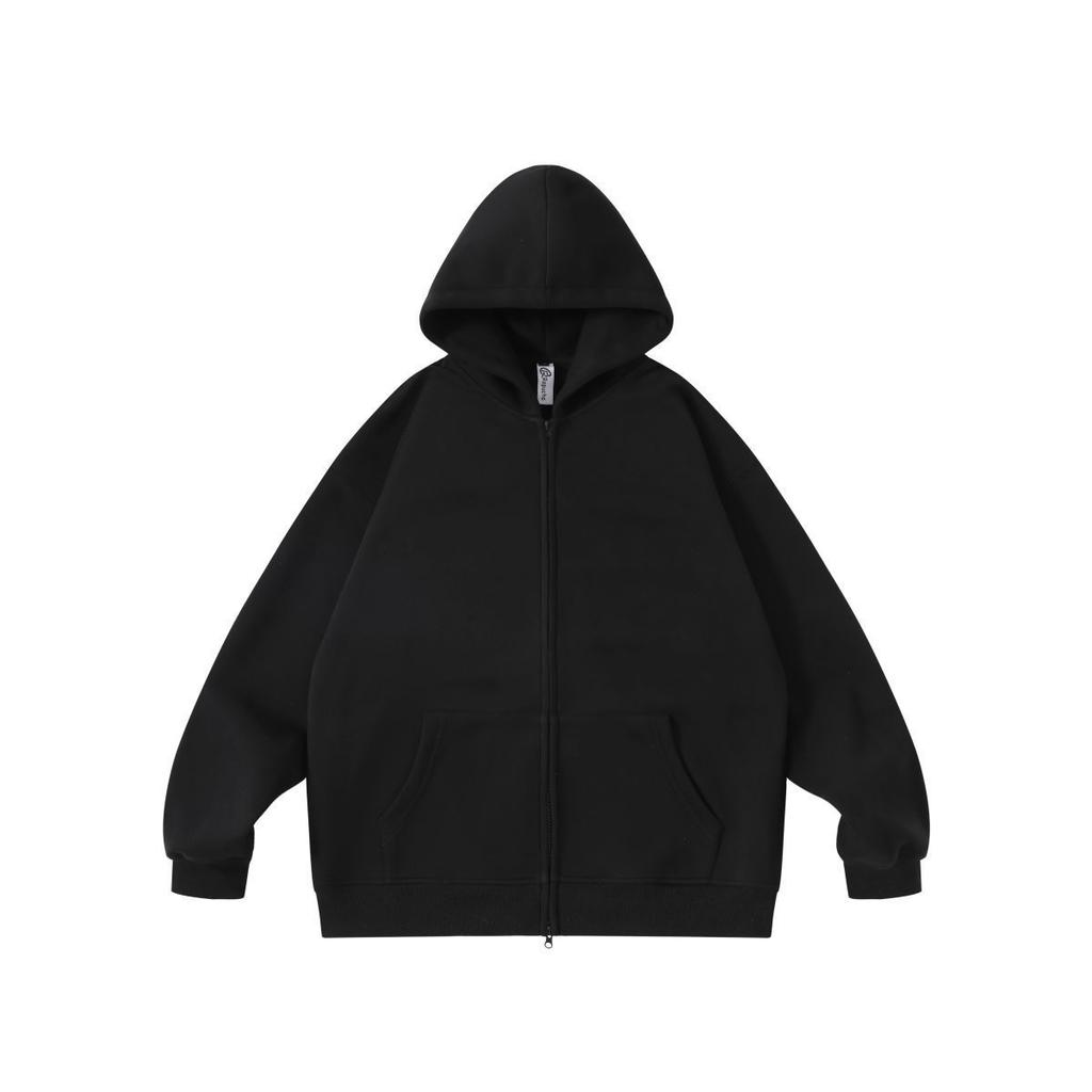 RUIIENRS x Ropucha 2026 Spring Autumn Solid Color Hooded Zip Up Sweatshirt for Men