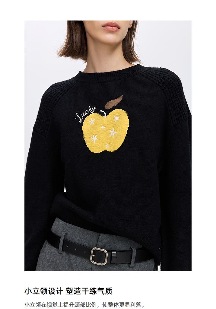 LILY contrasting embroidery knitted sweater for women