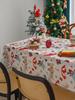 Рождественская скатерть Зимний снеговик Дом Рождественские елки Красная моющаяся скатерть для вечеринки, пикника, ужина, декора