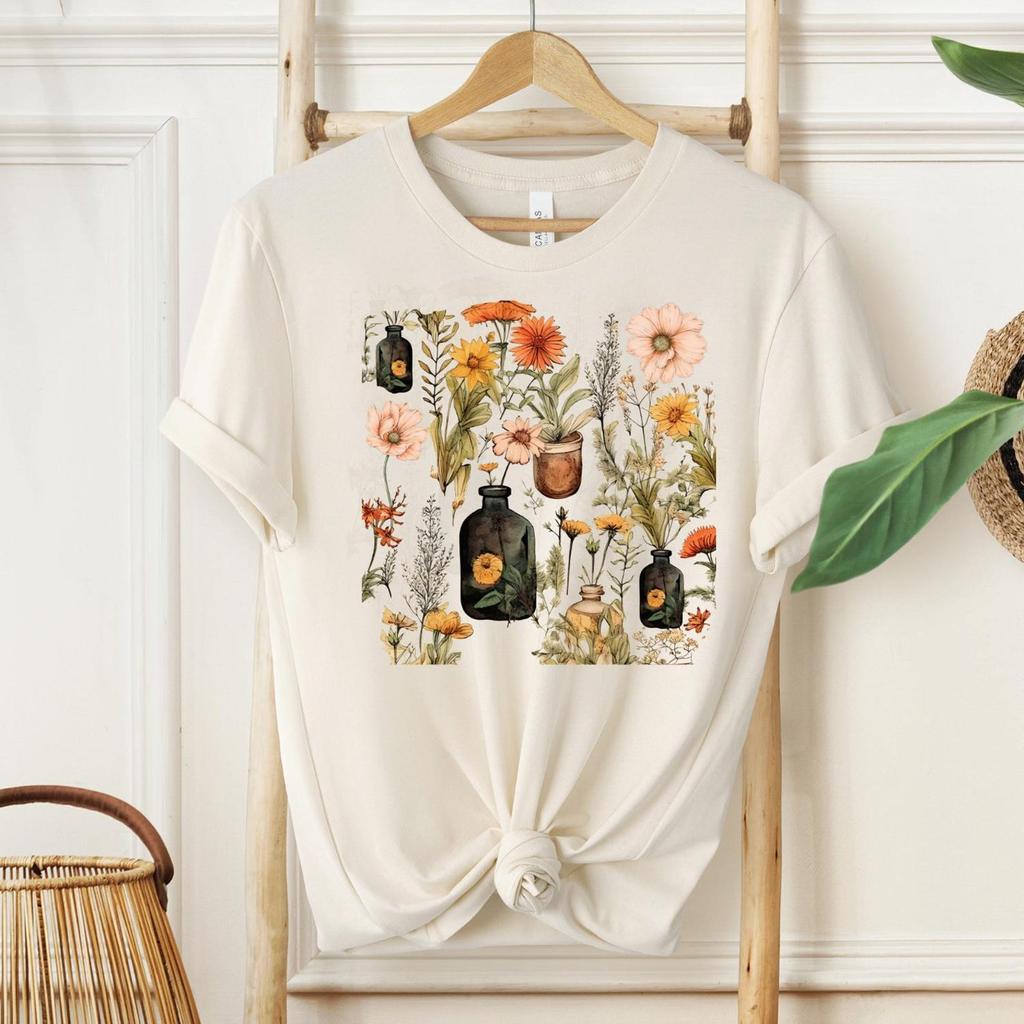 Vintage Bottles and Wildflowers Witchy Vibe Shirt