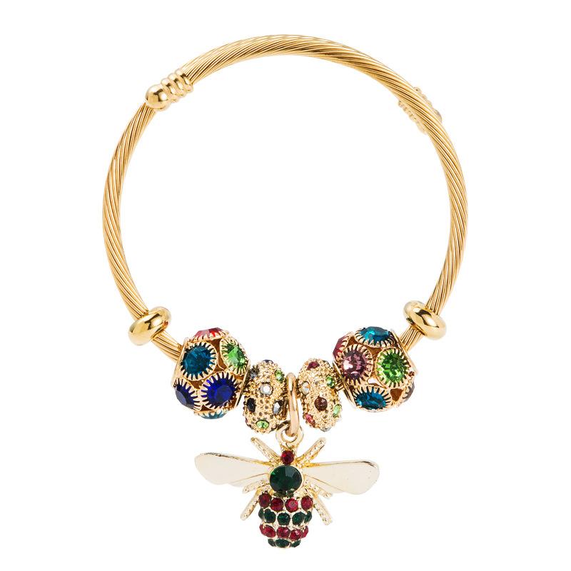 Золотой регулируемый браслет-пчелка со сверкающими бриллиантами, лучший подарок