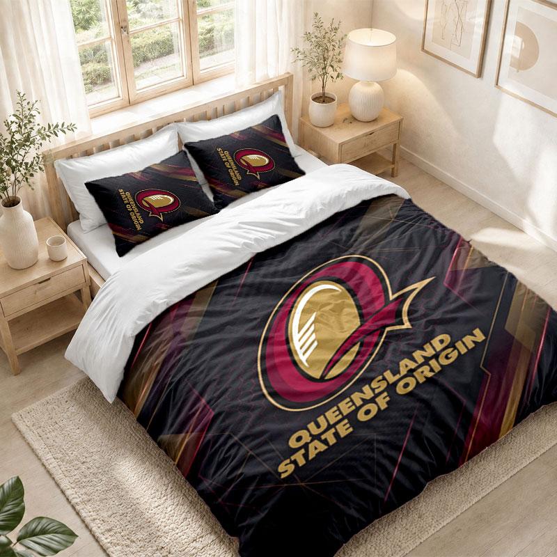 Bedding Set 1 Duvet Cover 2 Pillowcases Queensland Maroons Print Bedroom Home Decoration