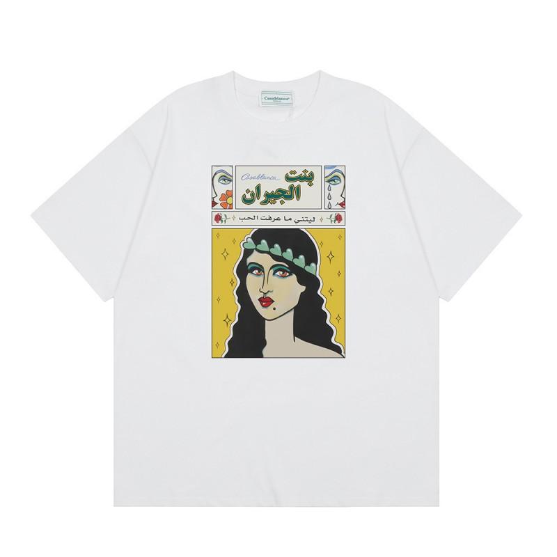 Casablanca Print T-Shirt Men Women Loose Fit Short Sleeve Casual Top
