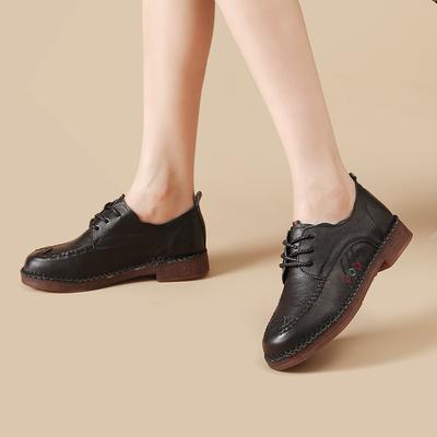 Кожаная легкая женская обувь весна удобная повседневная женская одинарная обувь мягкая подошва кожаная обувь средняя старая коровья жила подошва обувь для мамы