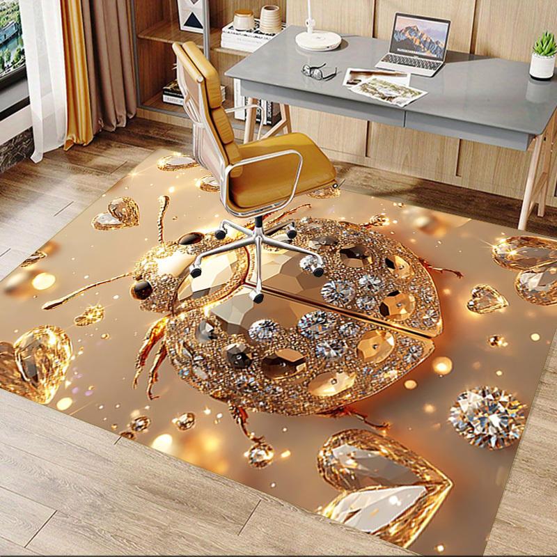 1PC Golden Ladybug Diamonds Extra Large Non Slip Floor carpet, Office, family, bedroom Large Area Rug Indoor Rugs, Vibrant Colors