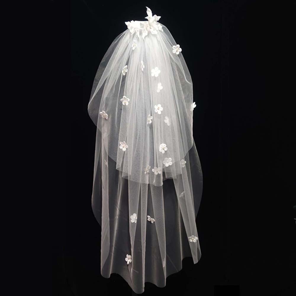 Длинная свадебная фата Романтичный цветочный кружевной головной убор Красивый свадебный головной убор Фото