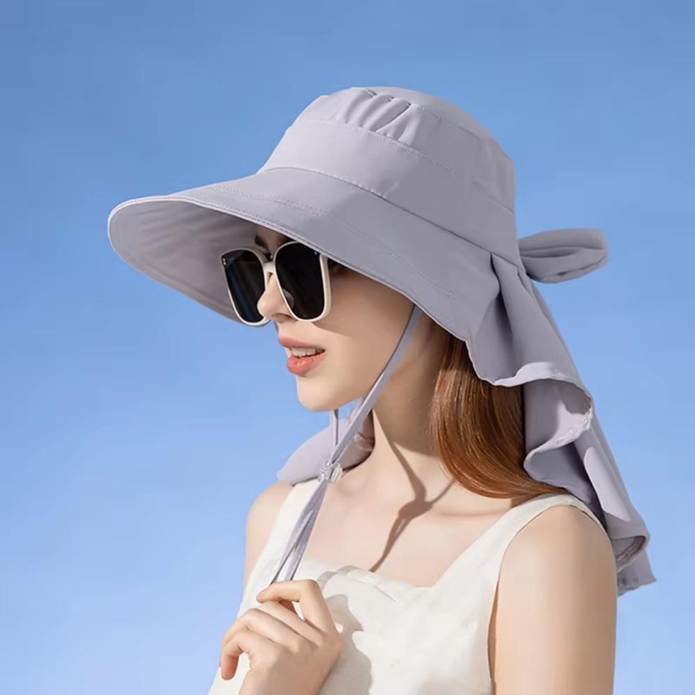 С шалью-солнцезащитным козырьком шляпа-ведро с отверстием для хвостика Aiti UV шляпа рыбака новый дизайн бант солнцезащитная шляпа пляжная