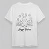 Women's Soft Classic T-Shirt Happy Easter Print Tee Short Oversize Cotton White