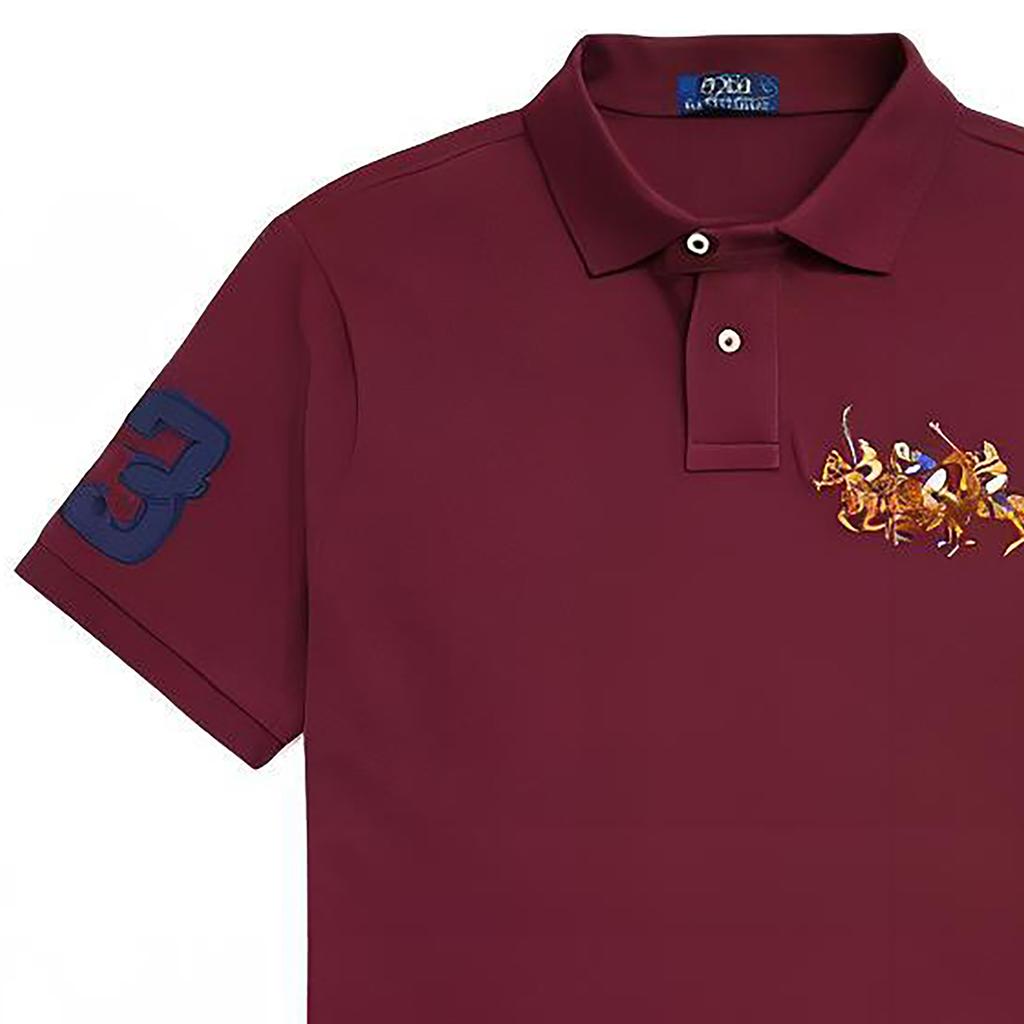 Polo Ralph Lauren FW22 однотонная приталенная рубашка поло с логотипом Three Pony, короткие рукава, мужские топы, красный цвет 1N821994-600