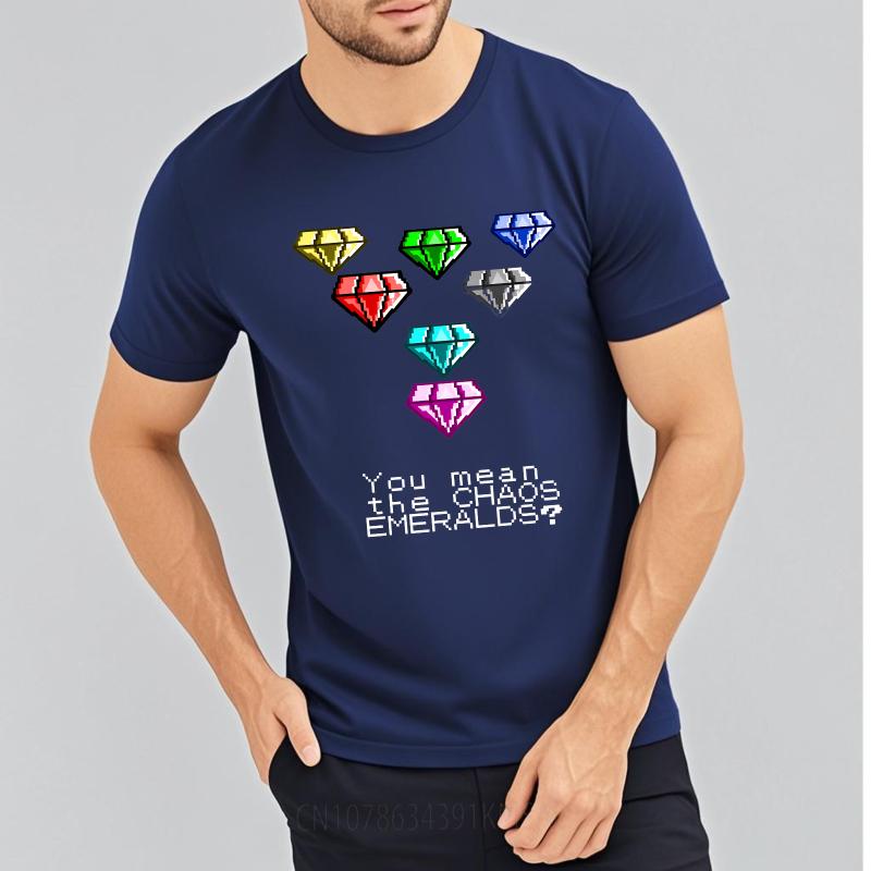 Unisex Round Neck teeshirt Cotton Summer For Unisex Tshirt Pixel Emeralds Chaos Question Text Short Sleeve Adult O Neck Tee Shirt