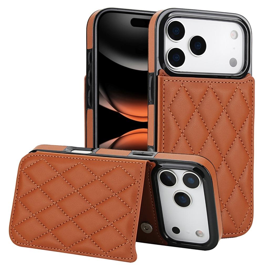 Luxury Rhombic Lattice Leather Wallet Phone Case For iPhone 17 Pro Max Air 17e 16e 15 14 Plus 13 12 Mini 11 Card Slots Cover