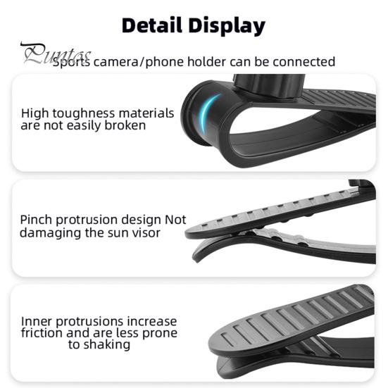 Автомобильный солнцезащитный козырек, крепление для камеры, вращение на 360 градусов, противоскользящий замок, противоударный держатель для видеоблога, спортивный кронштейн для камеры для GoPro, Osmo Pocket 3