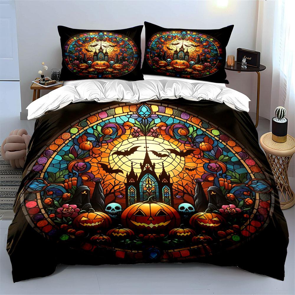 Halloween Themed Decorative Set Bedding Set with 1 Duvet Cover 2 Pillowcases Single Double King Queen, Gift