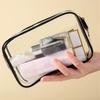 3pcs Transparent Makeup Bag Set, Clear Toiletry Bag, Waterproof Travel, Portable and Durable, Black Zipper, Essential for Women