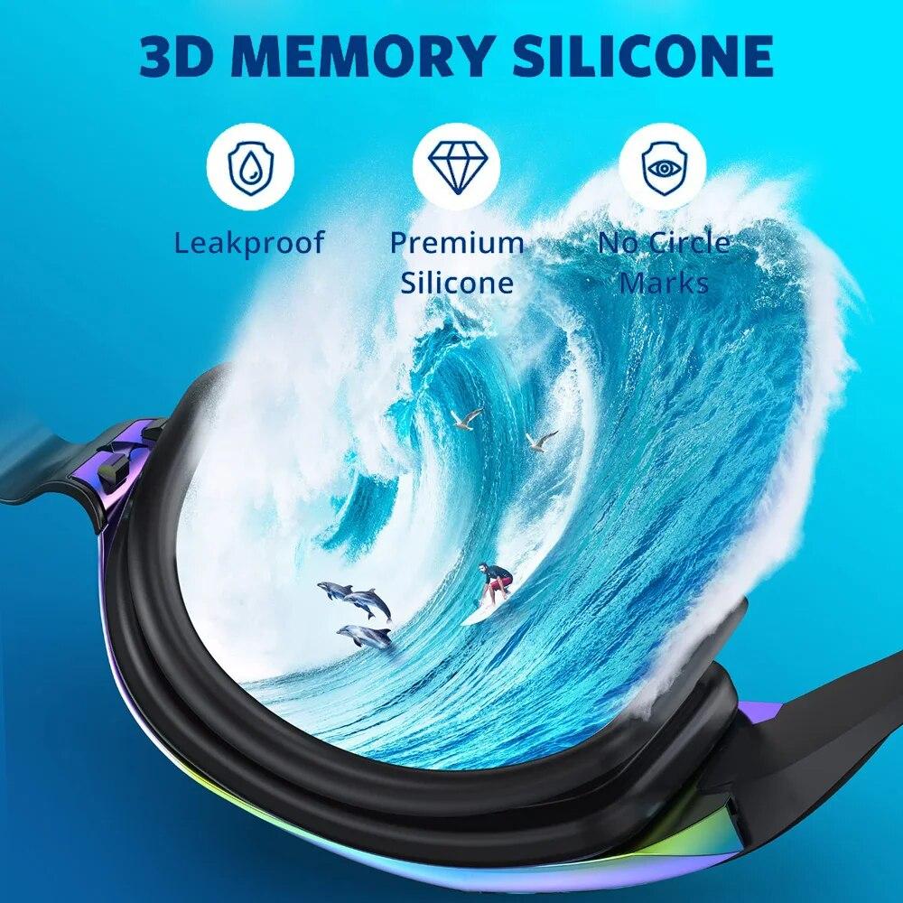 Очки для плавания, профессиональные водонепроницаемые очки для плавания, противотуманные, 100% защита от ультрафиолета, не протекающие для взрослых, мужчин, женщин, молодежи