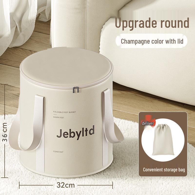 Мультяшное изолированное складное ведро для ножной ванны с крышкой - Портативное, утолщенное для глубокого замачивания