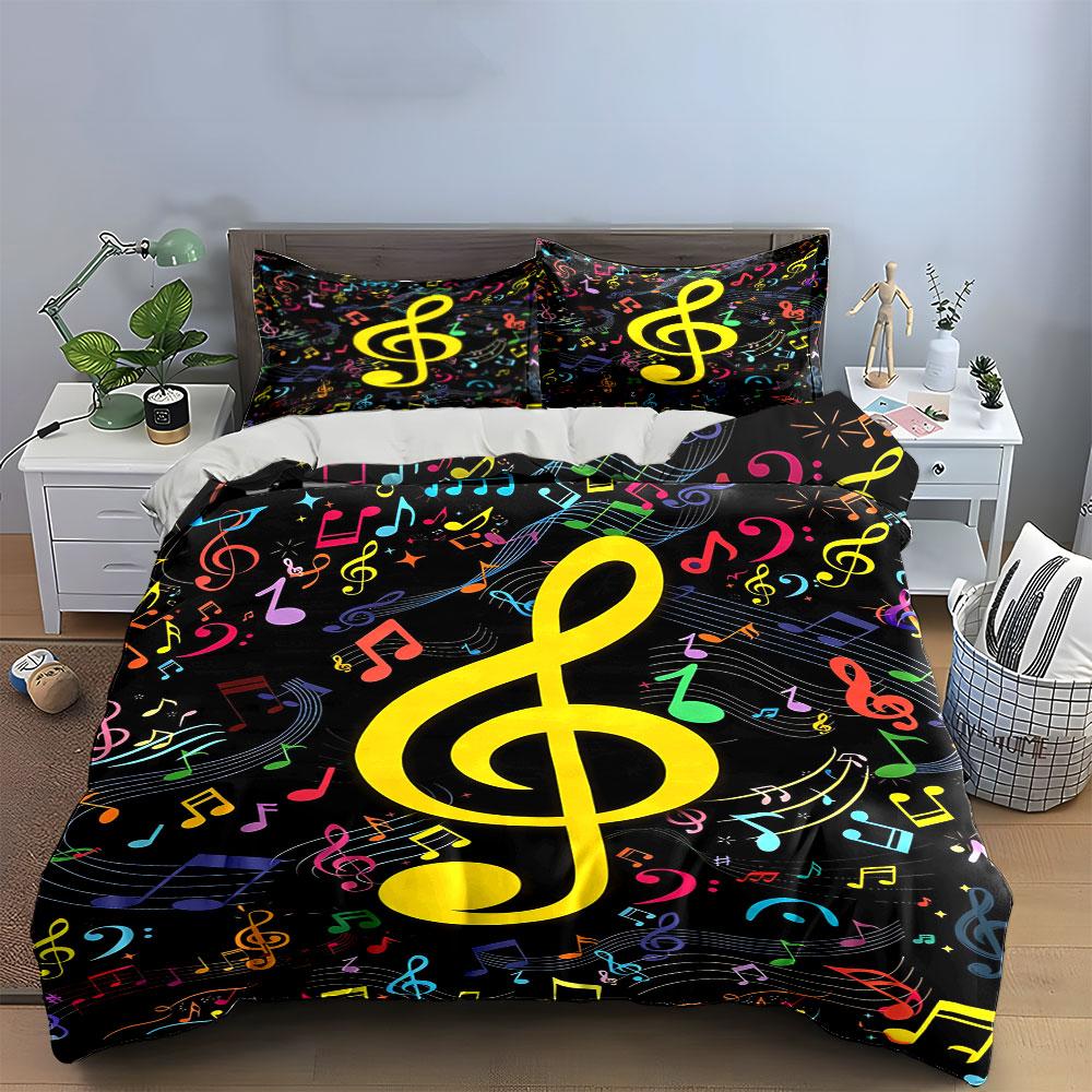 Colorful musical notes pattern. Bedding sets Duvet cover sets Duvet covers Pillowcases(1 * Duvet Cover 2 * Pillowcases without duvet insert)