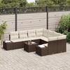 9 Piece Brown Poly Rattan Sofa Set with Cushions