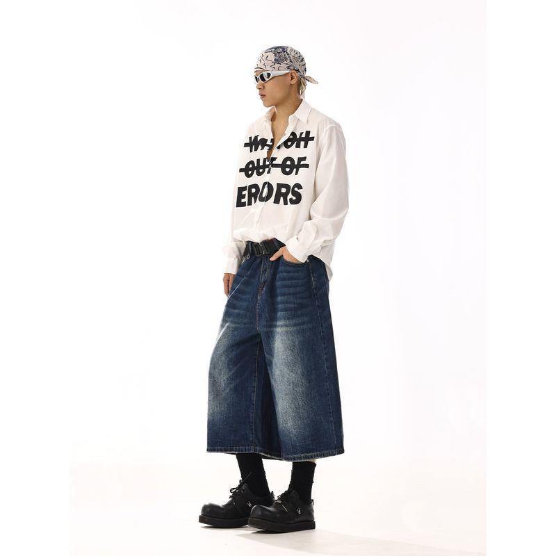 American Retro Washed Denim Shorts Summer New Cropped Pants Easiest for Match Loose Slimming and Straight Bermuda Shorts Tide