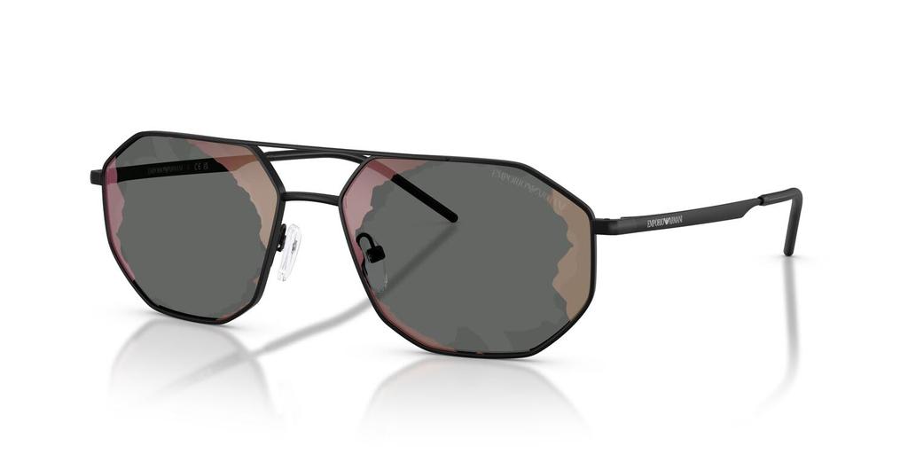 Солнцезащитные очки EMPORIO ARMANI матово-черные 30017G58 0EA2147, черные, зеркальные, красные, 58 мм,
