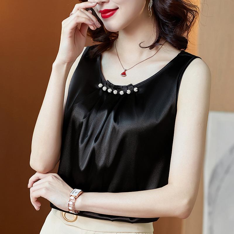 Весна Лето Камзол Женский Внутренний Слой База Плюс Размер Атлас Красивая Спинка Без Рукавов Топ Женская Верхняя Одежда Топы и Майки