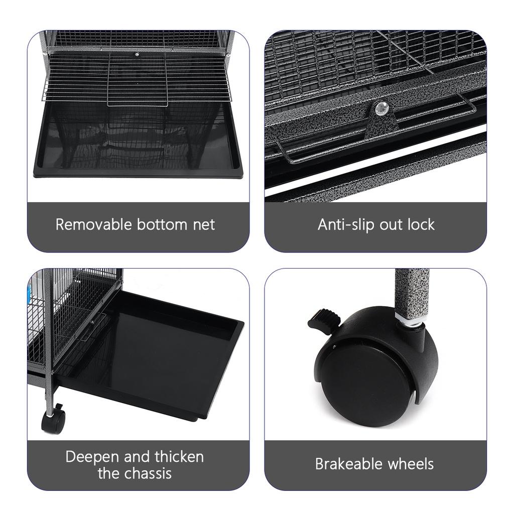 17.95""x17.95""x33.86"" Black/White Plastic+Iron Luxury Large Parrot Cage Bird Metal Pigeon Supplies With Hanging Cave Pet Decor Products