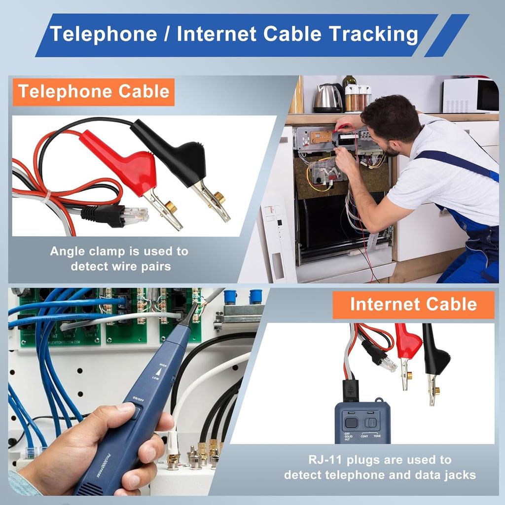 Pro3000 Tone Generator and Probe Kit, Toner Electrical Tool, Wire Toner and Probe Kit, Handheld Telephone Line Finder with SmartTone Technology