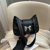 PU Leather Square Pleated Handbag Underarm Bow  Armpit Bag Fashion Bowknot Shoulder Bag  Work