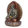 Handcrafted Polyresin Bronze Finish Meditating Lord Buddha Statue Siting On Lotus Flower Decorative God Idol for Office, Home Decor, Spiritual Spaces