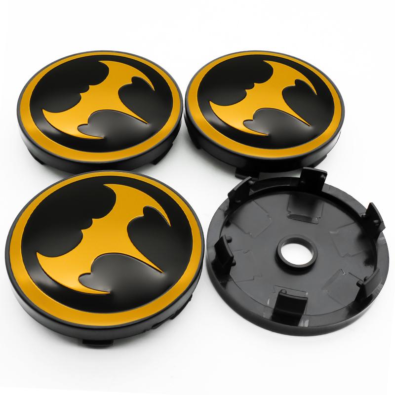 4pcs 56mm+60mm Car Styling Bat Logo Badge Car Wheel Center Hub Cap Rim Cover Emblem Stickers Decorative Decal Auto Accessories