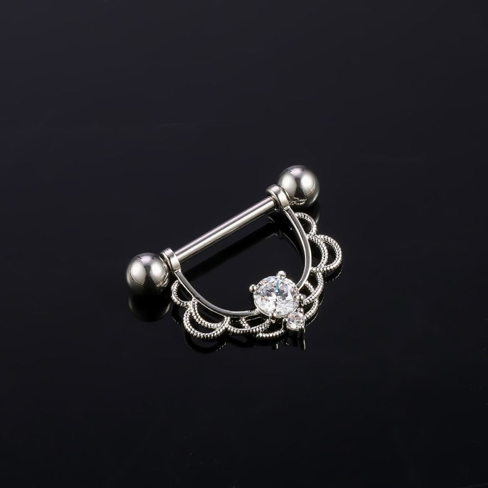 Кольцо для сосков U-образной формы со штангой и цирконием, полукруглое со стразами, на каждый день