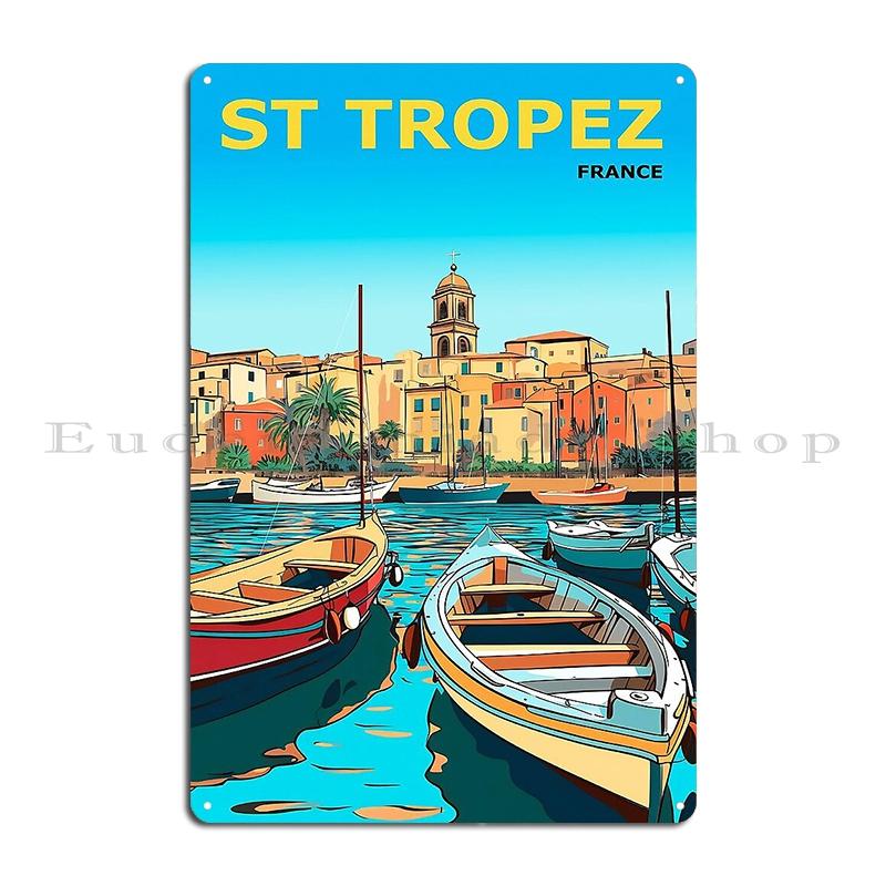 Nordic France Metal Sign Plaques Customize Wall Decor Pub Mural Club St Tropez France Tin Sign Poster