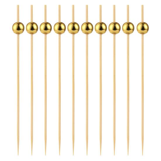100/200Pcs Wooden Ball Toothpicks Long Cocktail Picks Appetizers Baking Garnish Skewers with Sturdy Polished Heads