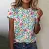3D Printed Flower T Shirt For Women Floral Graphic Short Sleeves Summer Fashion Street O-Neck Tees Tops Loose Oversize T-Shirts