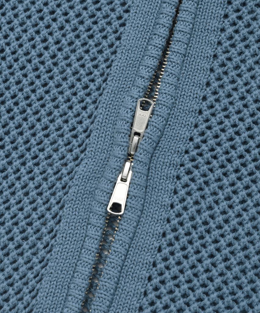 PHYSICAL DEPARTMENT P-Active Beaded Mesh Hooded Knit Zip-Up_Vintage Blue