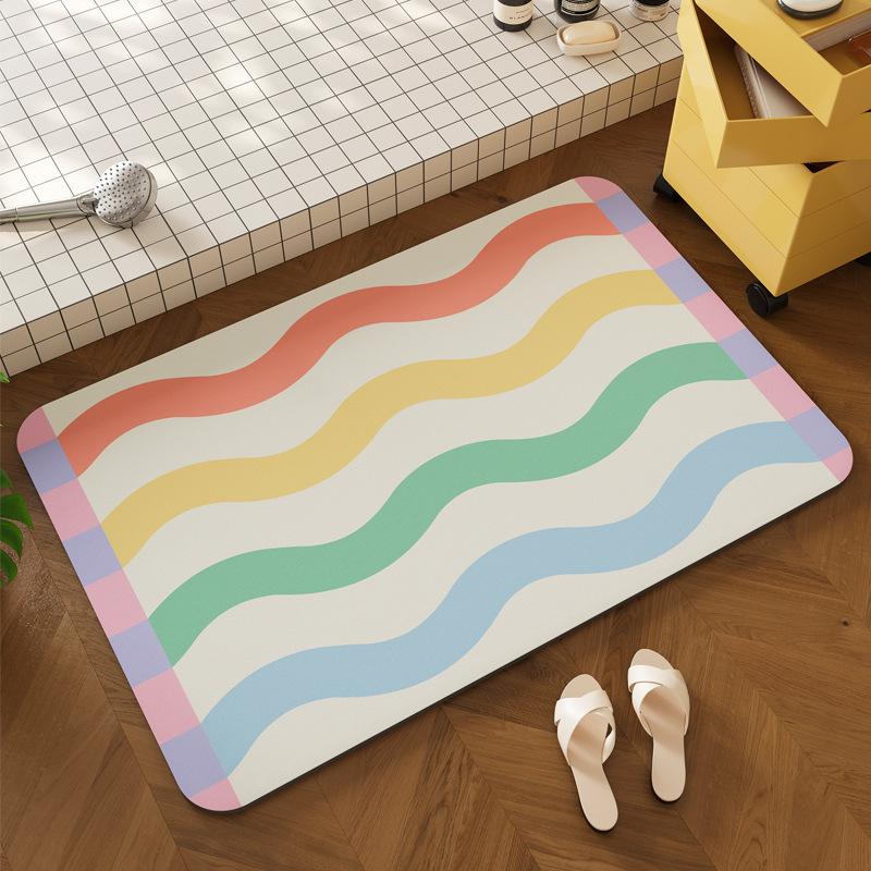 Small Fresh Diatom Mud Floor Mat, Non-Slip And Wear-Resistant Floor Mat At The Bathroom Door, Household Water-Absorbing Quick-Drying And Easy-To-Take-