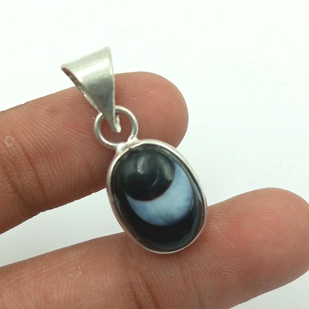 Черный драгоценный камень «Сглаз» Стерлинговое серебро 925 пробы с покрытием 1 шт. кулон Chris-r238