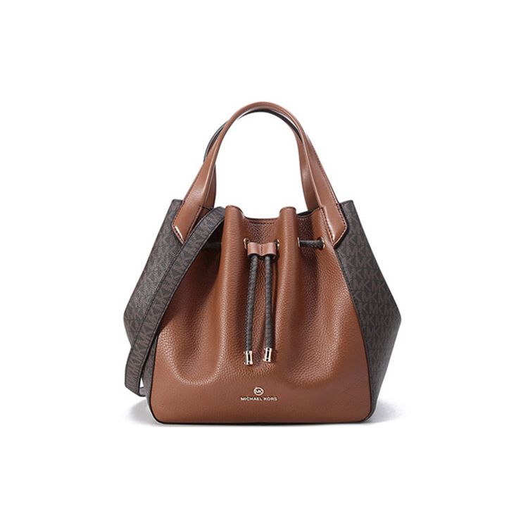 Michael Kors Классическая сумка-ведро с принтом-монограммой, модная сумка для поездок на работу, на завязке, женские сумки, коричневая, 30H1G8PT3T-230