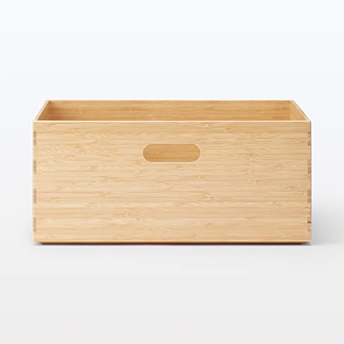 Прямоугольный бамбуковый штабелируемый ящик для хранения MUJI, Средний, 37 см Ш x 26 см Г x 16,5 см В, Артикул 12047308, Подходит для хранения одежды