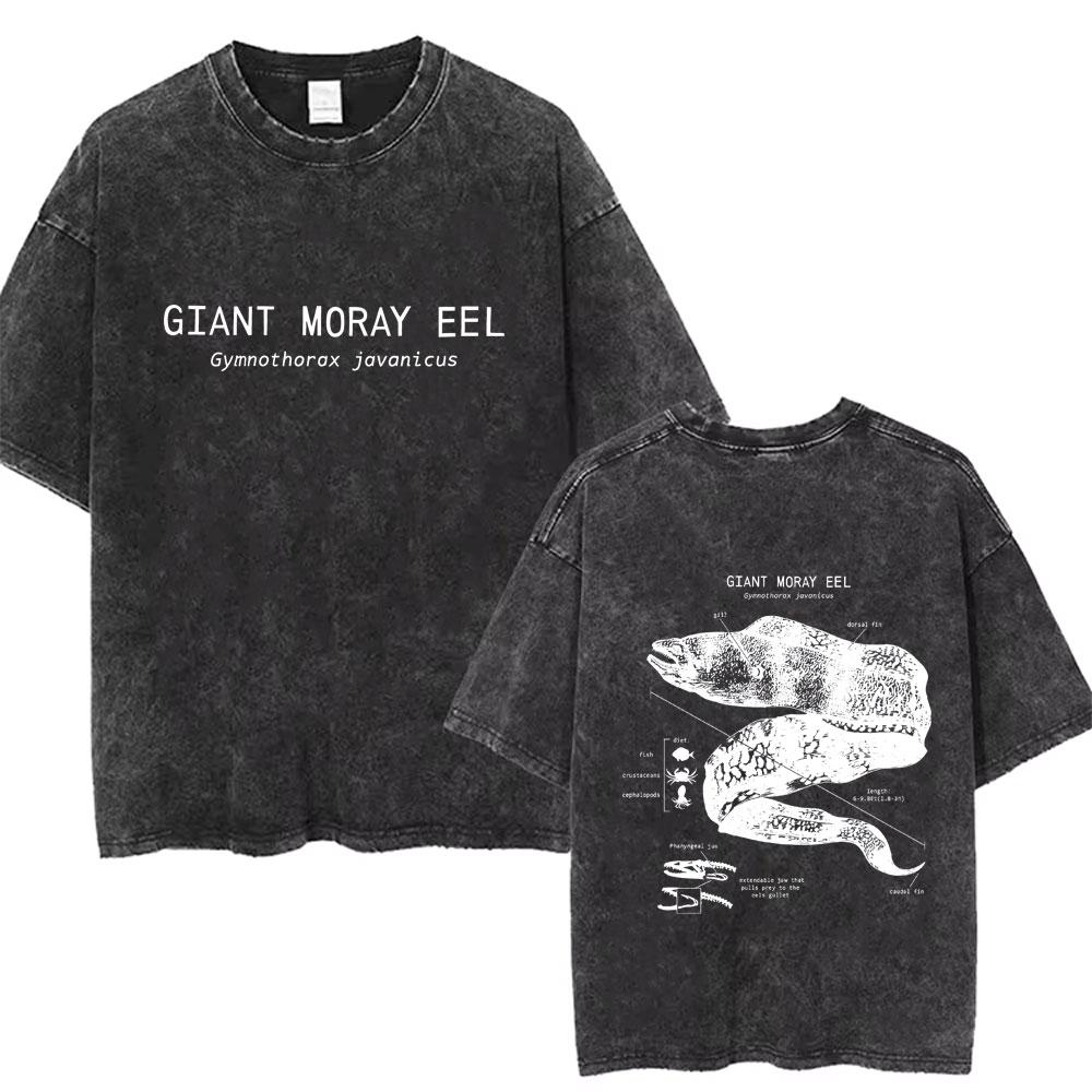 Marine Animals Humpback Whale Anatomy Vintage Washed Tshirt Men Women Fashion Casual Oversized T Shirts Male Soft Cotton Tshirt
