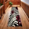 Zebra Print Burgundy Lily Long Runner Rug Non Slip Washable Kitchen Mat Black White Stripe Dark Red Floral Hallway Carpet