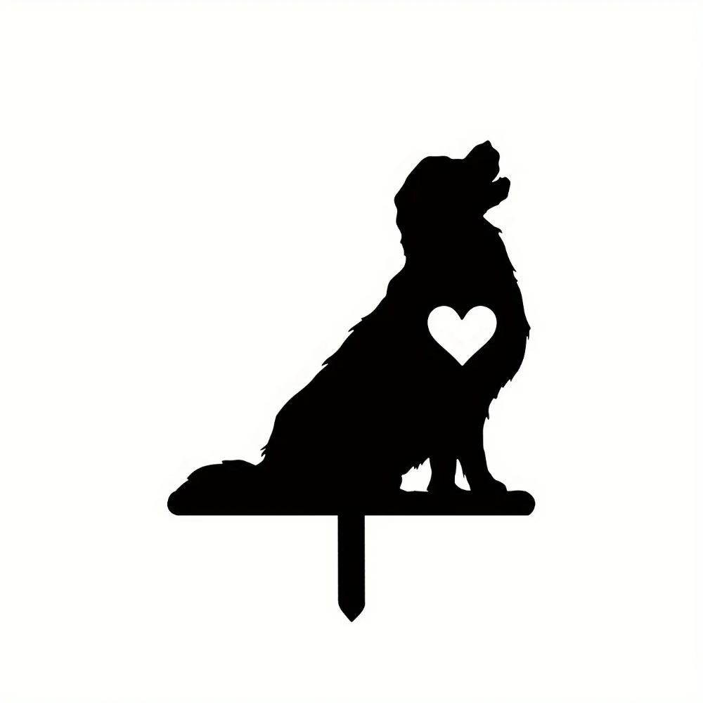 Липкий садовый колышек Golden Dog - металлический знак для двора Iron Art Silhouette | Креативное украшение двора и сада для питомца