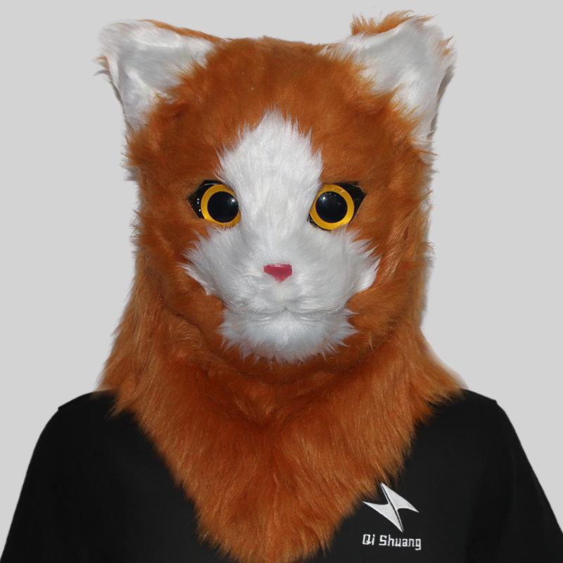 Playful Cat Cute Head Mask With Movable Jaw For Fun Celebrations Festive