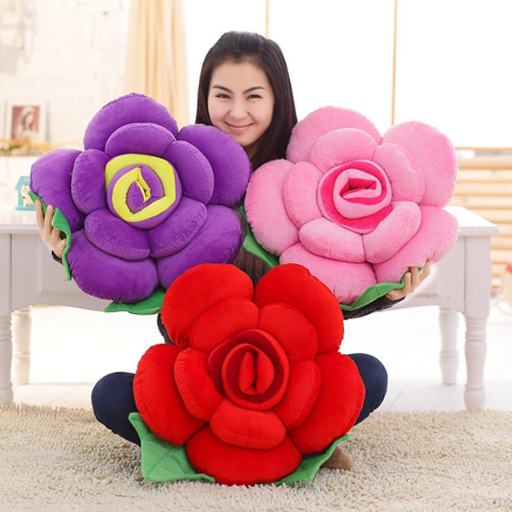 Creative Three-dimensional Rose Throw Pillow Plush Toy Flower Rose Doll Home Decoration Valentine's Day Gift