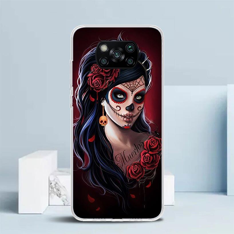 Чехол для телефона Catrina Beautiful Rose Girl Skull для Xiaomi Poco F7 Ultra X5 X6 X7 Pro M7 Redmi 15C 15 13C 13 12C 12 10C 10 10A 9 9C