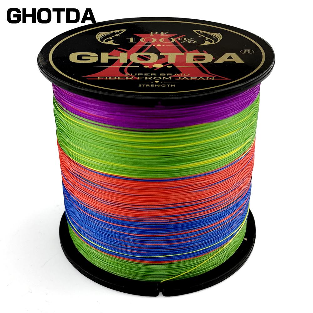 GHOTDA 4-х прядная леска, плетеная полиэтиленовая леска 500 м, мультифиламентная леска 10-120 фунтов, шнур для ловли карпа