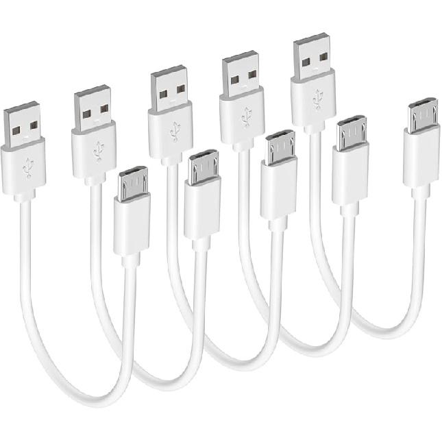Короткий кабель Micro USB 1 фут (12 дюймов), Быстрый шнур-зарядка для Android для Samsung Galaxy, Fire Stick, Power Bank, Moto, MP3, PS4, Chromecast, Зарядка Micro USB