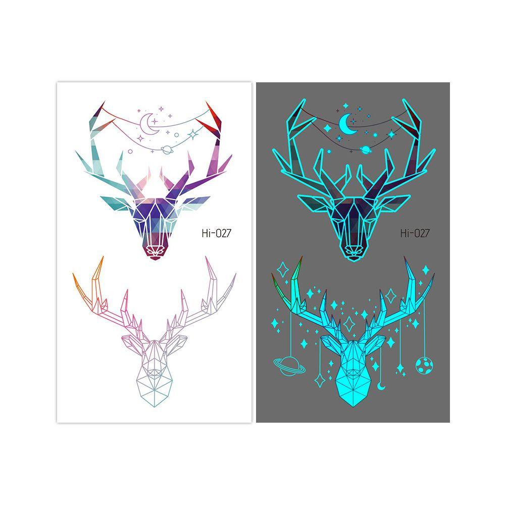 Star Feather Men Women Tattoo Sticker Blue Luminous Fake Tattoo Temporary Tattoos Body Art