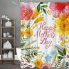 Happy Mother's Day Cartoon Flower Plant Shower Curtain, Bathroom Decorative Shower Curtain, Waterproof Shower Curtain with Hooks