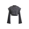 Originals Premium Shoulder Pad Top Tie-Dye Print Loose Long Sleeve Cropped Top Women Tops Black IR8352